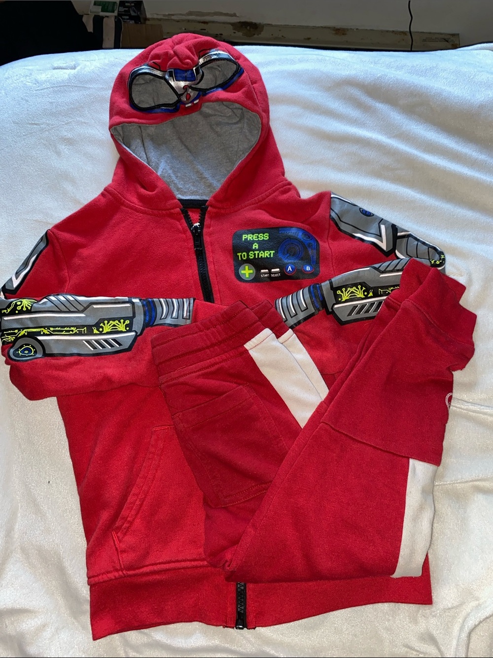 Red Kids Matching Hoodie & Jogger Set - Gaming Graphic